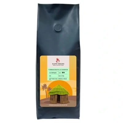 Image of Kaphi Beans Roasted Coffee Yirgacheffe Ethiopia Medium Roast 100% Arabica Freshly Whole (Pack Of 1kg)