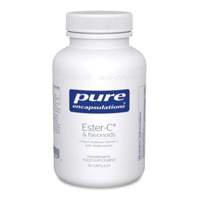 Image of Pure Encapsulations Ester C and Flavonoids Unique Buffered Vitamin Supplement with Bioflavonoids Collagen Formation &amp; Immune Support 90 Capsules