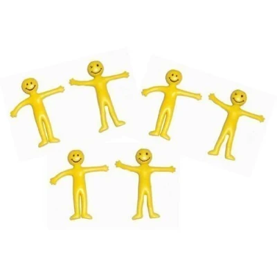 Image of 12 Stretchy Smiley Men Yellow Toys Party Bags Fillers Goody Bag Lucky Dip Fun