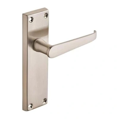 Image of Designer Levers Victorian Straight Long Lever Latch Door Handle Satin Nickel 1 Pair Interior Use