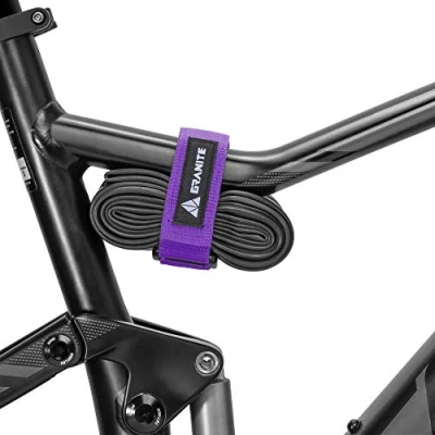 Image of Granite Rockband MTB Frame Carrier Strap for Inner Tubes and Bike Tool Kit, Storage Solution Attaching Extra Gear on Your Mountain Bike, BMX Road Gravel (Purple)
