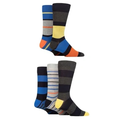 Image of SockShop Men&#039;s Patterned Bamboo Socks Bright Colourful Natural Various Designs for Everyday Wear Size 7 11 Multipack of 5 (7 11, Striped Navy Bright)