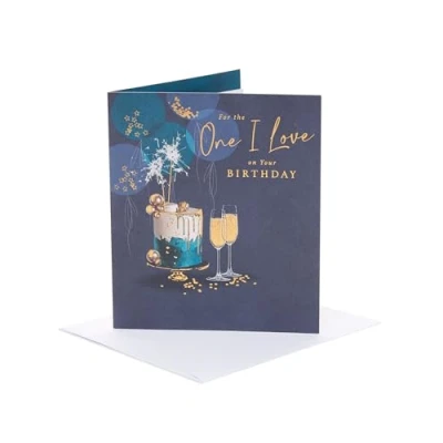 Image of UK Greetings Birthday Card for The One I Love Luxury Cake Design