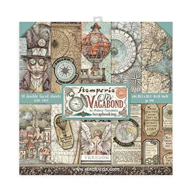 Image of Stamperia INTERNATIONAL, KFT Mini Scrapbooking Pad Double Sided Sheets Sir Vagabond, Paper, Various, 20.5 x cm
