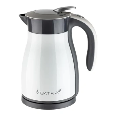 Image of Vektra VEK 1501W Vacuum Insulated Environmentally Eco Friendly Easy Pour Cordless Kettle 1.5Litre, White