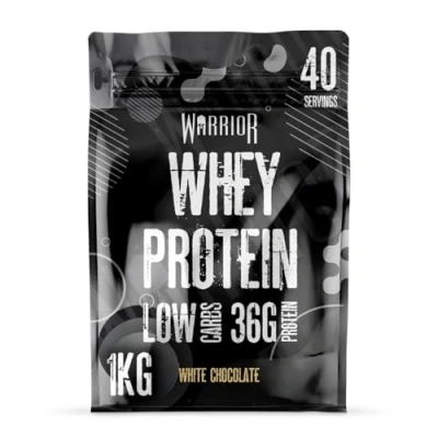 Image of Warrior Whey Protein Powder Up to 36g* of Per Shake Low Sugar, and Carbs GMP Certified (White Chocolate, 1kg)