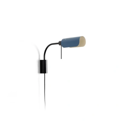 Image of Martinica Small Reading Wall Light Black, Blue 1x E27