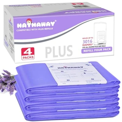 Image of Dekor Plus Refill 4 Pack, with New Powder Scent Holds up to 2320 Diapers Fits Diaper Pails