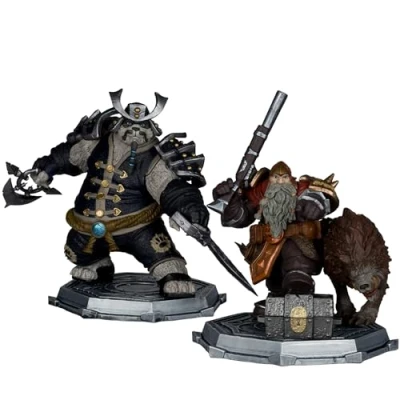 Image of McFarlane Toys World of Warcraft Dwarf Hunter: Beastmaster &amp; Marksman and Pandaren: Monk Rogue 1:12 Scale Posed Figure Deluxe 2pk Gold Label
