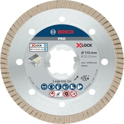 Image of Bosch Professional 2608615131 Diamond Cutting Disc Best (for Ceramic, X LOCK, Extraclean Turbo, Diameter 115 mm, Bore Diameter: 22.23 mm)