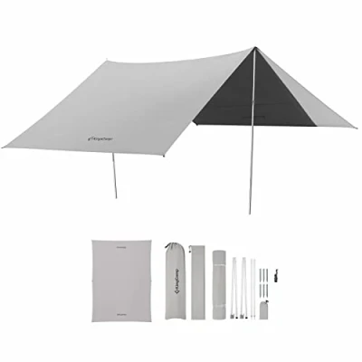 Image of KingCamp Glamping Tent, 8 12 Person Family Outdoor Bell Tent with Double Pointed Roof for 3 Rooms, Families and Camping Groups, Extra Large
