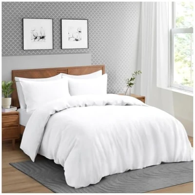 Image of GC GAVENO CAVAILIA Microfiber Duvet Covers Bedding Set Single (135x200 cm) Breathable Quilt with Pillowcase White Easy Care Washable Bed