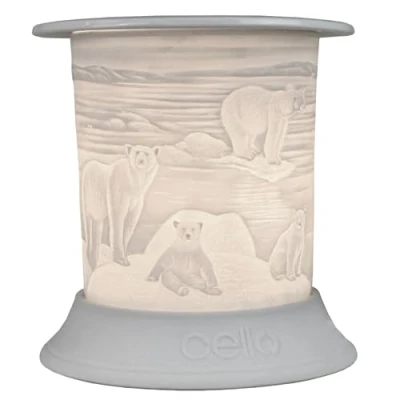 Image of Cello Porcelain Straight Electric Melt Burner, Polar Bear Pattern Wax Burners Safe For Use Around Children And Pets As A Burner Or An Oil Transform Your Home Fragrance.