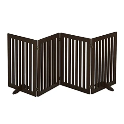 Image of Relaxdays Safety Gate for Children &amp; Pets, with Feet and Floor Protectors, Free Standing Barrier, 92 x 207 cm, Brown