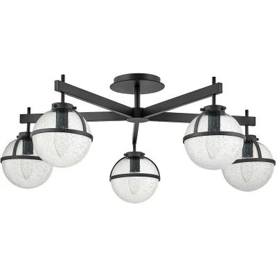 Image of Hollis 5 Light Multi Arm Semi Flush Ceiling Lamp, Black IP44