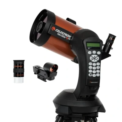 Image of Celestron 11036 NexStar 5SE Computerised Schmidt Cassegrain Telescope with Automated GoTo Mount, SkyAlign Technology and Steel Tripod, Black/Orange