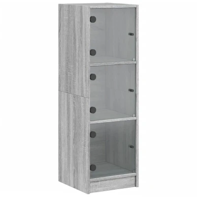 Image of vidaXL Highboard with Glass Doors Grey Sonoma 35x37x109 cm