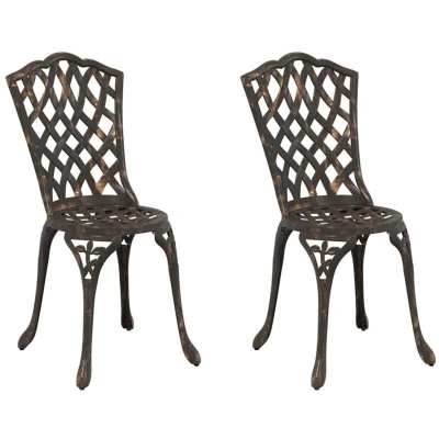 Image of vidaXL Garden Chairs 2 pcs Bronze Cast Aluminum