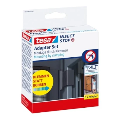 Image of tesa Insect Stop FALT Door Foldable Aluminium Frame With Fly Screen for Doors Adjustable Telescopic Anthracite 80 cm x 170 to 100 220