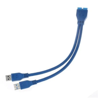 Image of JSER 43237 2 Port USB 3.0 A Male to 20 Pin Motherboard Extension Cable Adapter