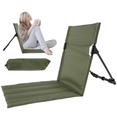 Image of Folding Beach Chair, Reclining Camping Chair Outdoor, Lightweight Portable Camp Fold up with Storage Bag for Fishing Garden Outside