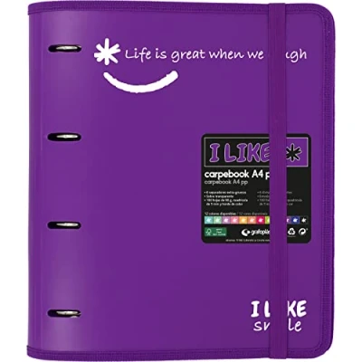 Image of Grafoplás 88101835. 4 Ring Binder Die Cut with Replacement, A4, Purple, Semi Rigid Polypropylene, Including Separators, Carpebook Like