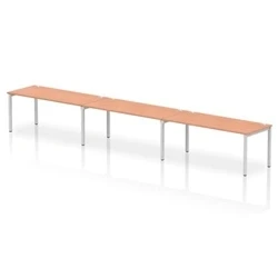 Image of Impulse Bench Single Row 3 Person 1800 Silver Frame Desk Beech