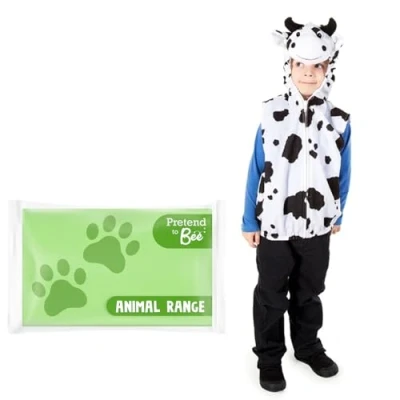 Image of PRETEND TO BEE 1677, Black &amp; White, 3 7 Years Cow Animal Fancy Dress Costume for Kids, Unisex, child