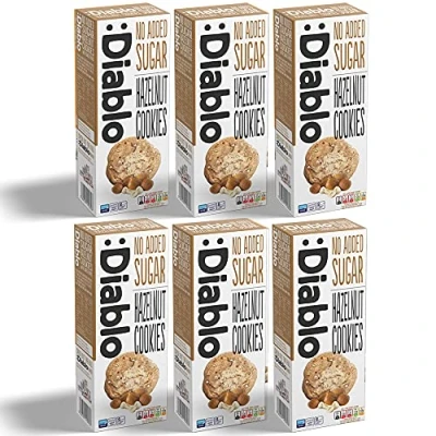 Image of Diablo Hazelnut Cookies No Added Sugar Sweetened with Maltitol 135g (Pack Of 6)