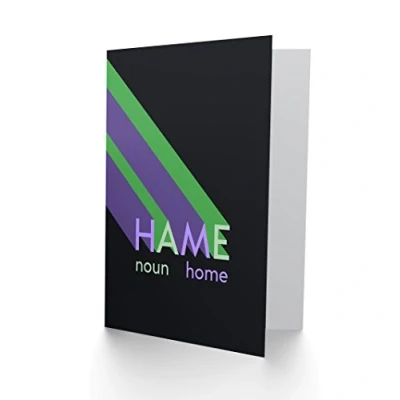 Image of Wee Blue Coo Scottish Word Definition Hame Home Scots Dictionary Greetings Card
