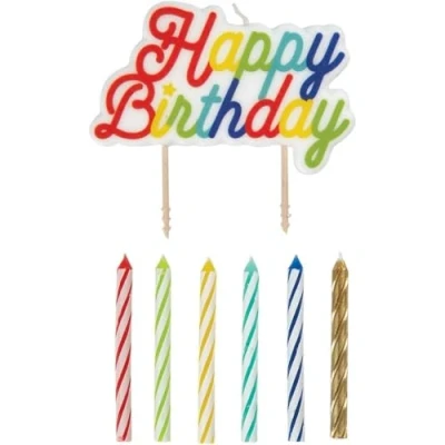 Image of Unique 19979 Party Large Happy Pick Spiral Birthday Candles, Pack of 12,7.5 cm