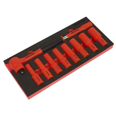 Image of Sealey Premier Insulated Socket Set with Tool Tray 10pc 1/2&quot;Sq Drive VDE Approved
