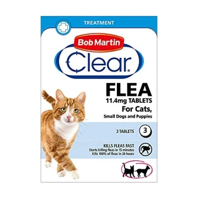 Image of Bob Martin Flea Tablets for Cats, Small Dogs and Puppies Under 11kg Kills Fleas in 15 Minutes, 3 (6 Packs)