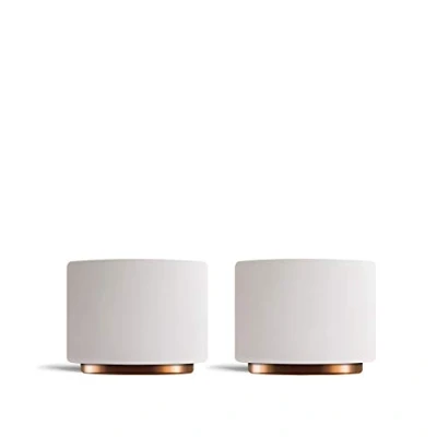 Image of Fellow Monty Milk Art Espresso Cups Small Double Wall Ceramic Demitasse, Matte White with Copper Base, 3 oz Cup (Set of 2), 88 ml