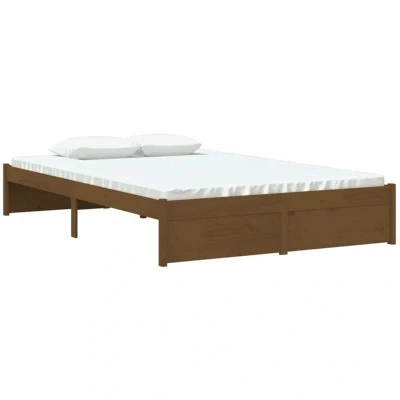 Image of vidaXL Bed Frame without Mattress Honey Brown Solid Wood 120x190 cm Small Double