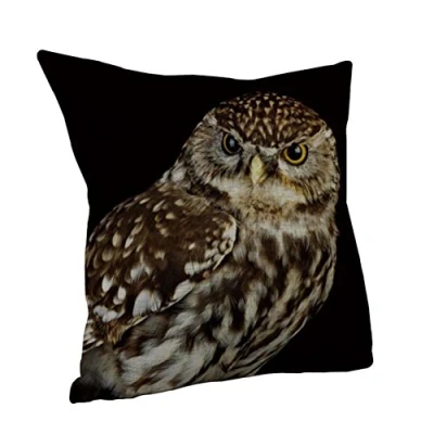 Image of Nunubee Cotton Linen Cushion Cover 18X18 Pillowcase Throw Pillow Case Sofa Decoration Owl Pattern 1