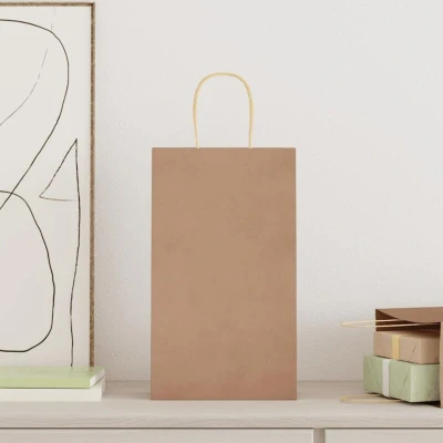 Image of vidaXL Paper Bags 250 pcs with Handles Brown 21x11x36 cm