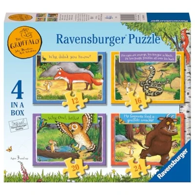 Image of Ravensburger The Gruffalo Toy 4 in Box Jigsaw Puzzles for Kids Age 3 Years Up 12, 16, 20, 24 Pieces