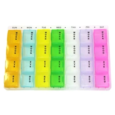 Image of fiXte Coloured Daily 7 Day Pill Box Medicine Medication Organiser Storage Dispenser Vitamins Cod Liver Oil Pills Supplements (1)