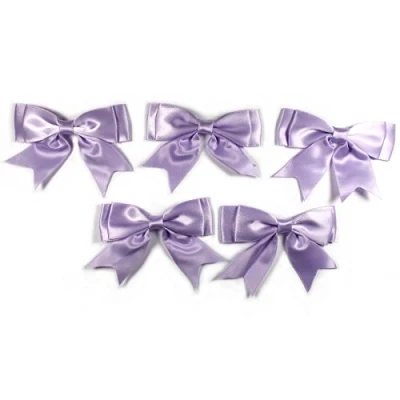 Image of Large Satin Ribbon Double Bows 8cm Wide Pack of 5 (Lilac)