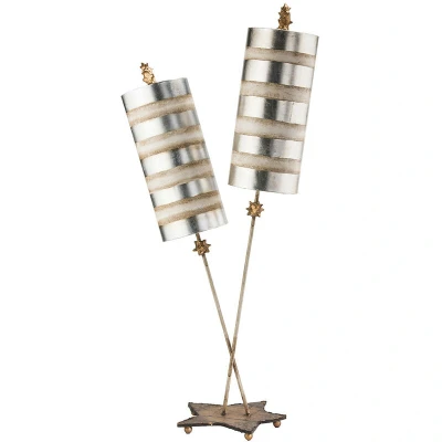 Image of Nettle Luxe 2 Light Table Lamp Cream, Silver Leaf, E27