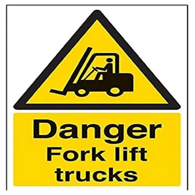 Image of V Safety 64001AU S Danger Fork Lift Trucks Sign Portrait 200mm x 300mm Self Adhesive Vinyl, Black/Yellow