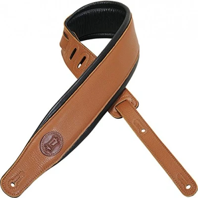 Image of Levy&#039;s MSS2 Tan 2.5 inch Padded Guitar Straps with Garment Leather Back and Signature Logo