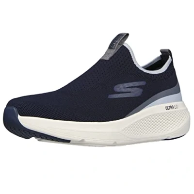Image of Skechers GOrun Elevate Slip on Performance Men&#039;s Athletic Running and Walking Shoe Sneaker, Navy/Grey, 9.5 UK