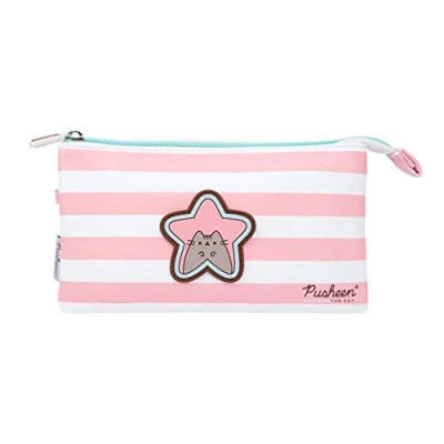 Image of Grupo Erik Pusheen Pencil Case 3 Compartments Kids Triple Pocket Cosmetic Large Cute Gifts