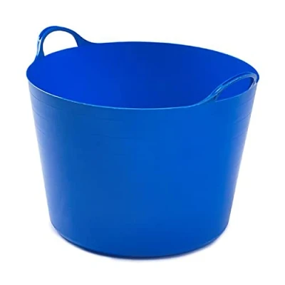 Image of AMOS 26L Flexi Tub Bucket Storage Log Basket Builders Flexible Lightweight with Handles (26L, Blue)