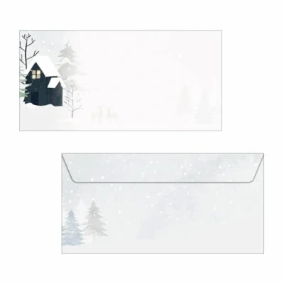 Image of SIGEL DU601 Christmas envelopes &quot;Cozy Watercolor&quot; Grey gummed DL 25
