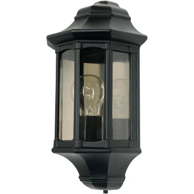 Image of Newbury 1 Light Outdoor Wall Half Lantern Black IP44, E27