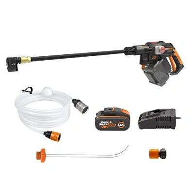 Image of WORX Nitro HydroShot WG633E 20V High Flow Cordless Portable Pressure Cleaner Power Washer with Brushless Motor Up to 56 Bar Pressure, IPX7 Waterproof Battery, Charger, Multi Spray Nozzle &amp; Accessories