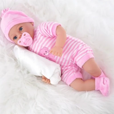 Image of The Magic Toy Shop Bibi Doll 18&quot; Lifelike Large Size Soft Bodied Baby Girls Boys Dolly With Sounds and Comforter (Pink)